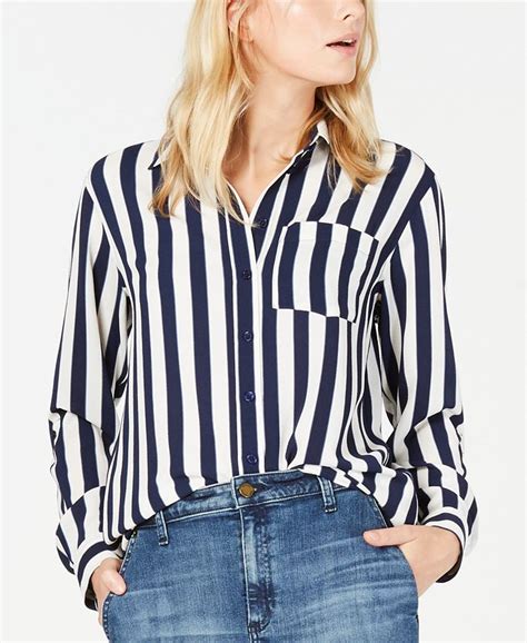 michael kors striped red black zippe r detail on top|Women's Striped MICHAEL Michael Kors Shirts & Tops.